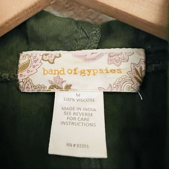 Band of Gypsies Women's Olive Green Hooded Boho Jacket Size Medium - Picture 8 of 9